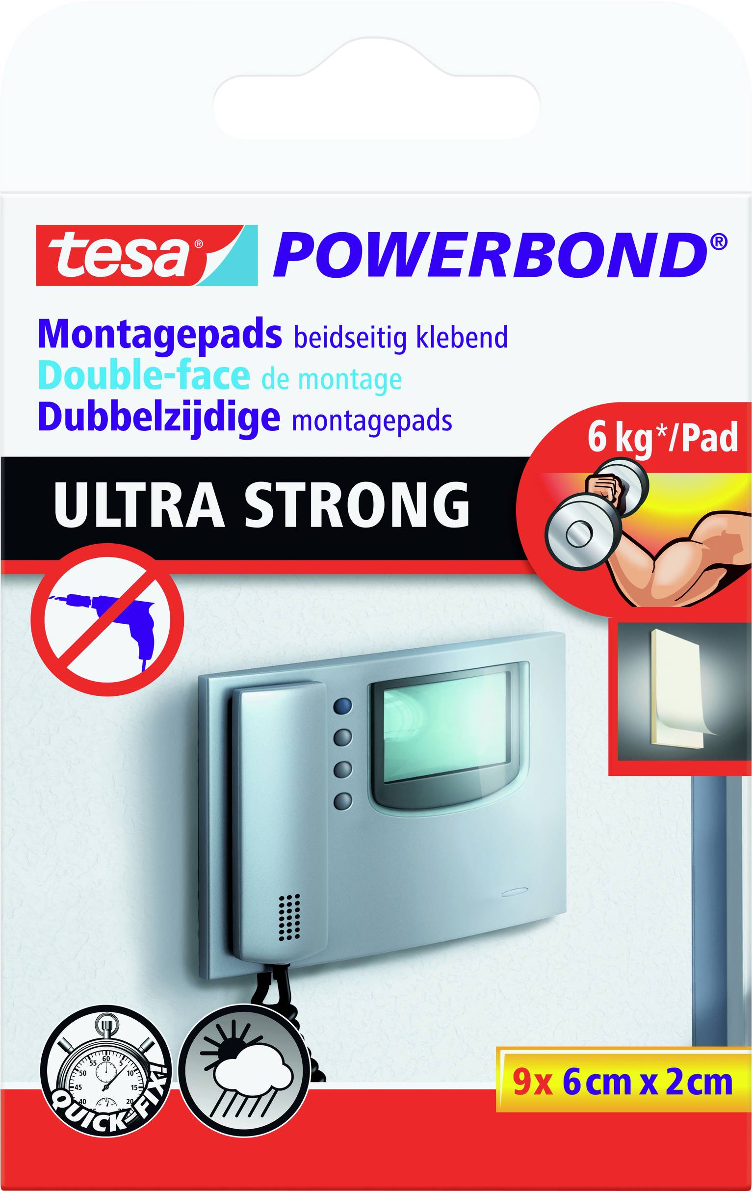 tesa Powerbond Montagepads Ultra Strong 9 St. 0,06m 20mm - 55790-00001-00