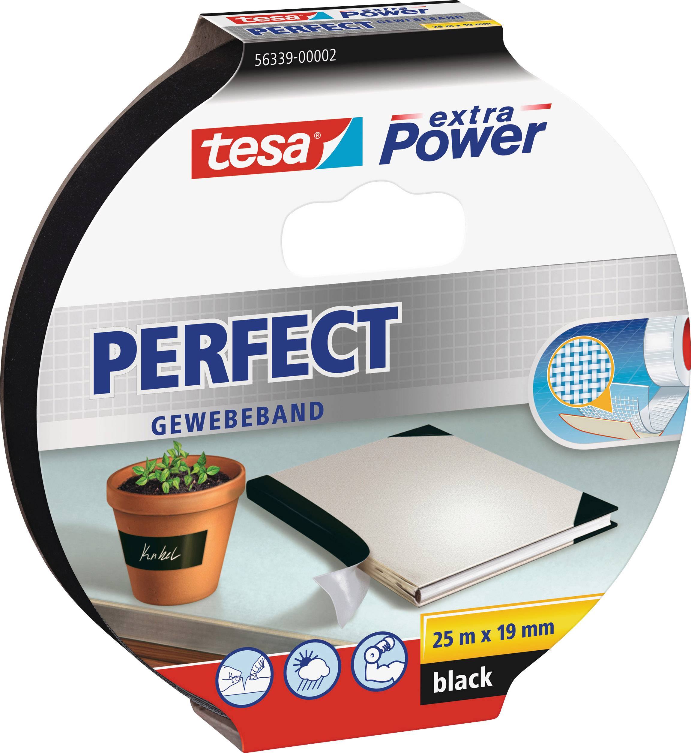tesa extra Power Perfect Gewebeband 25m 19mm schwarz - 56339-00002-01