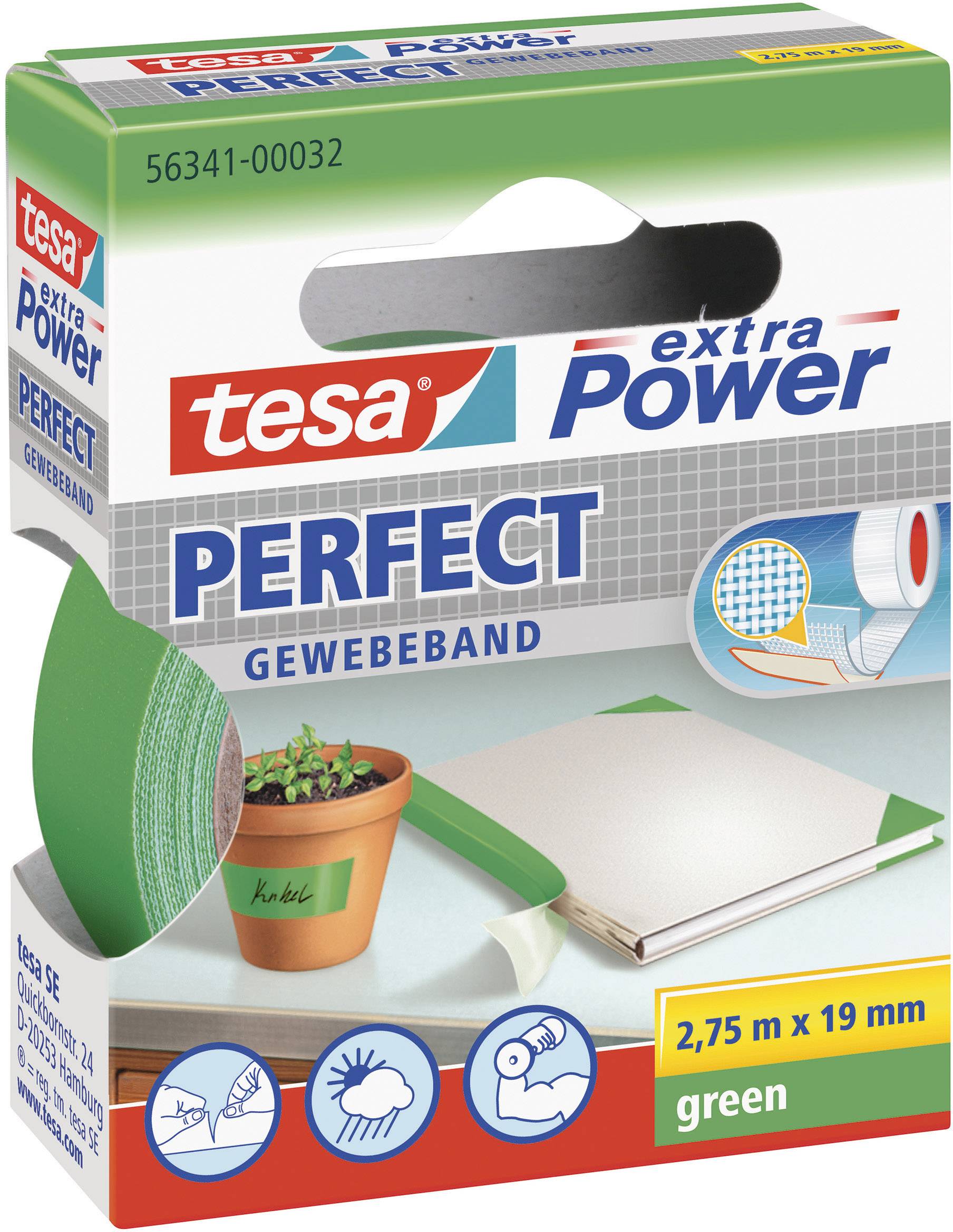 tesa extra Power Perfect Gewebeband 2,75m 19mm grün - 56341-00032-03