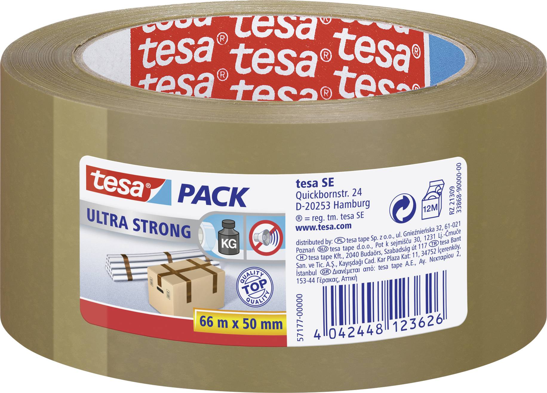 tesapack Ultra Strong 66m 50mm braun PVC Q4124 -Packband- - 57177-00000-12