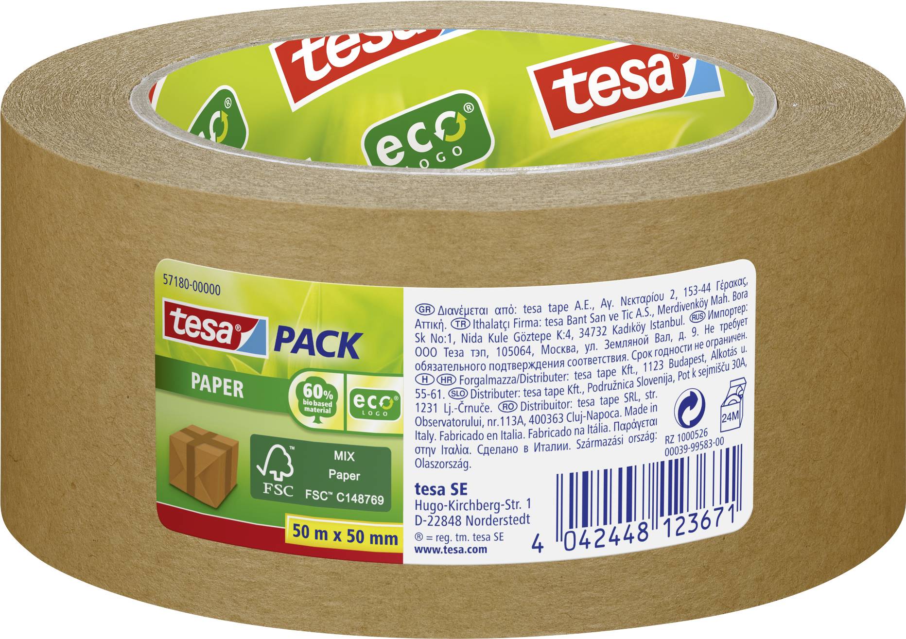 tesapack Papier ecologo 50m 50mm -Packband- - 57180-00000-04