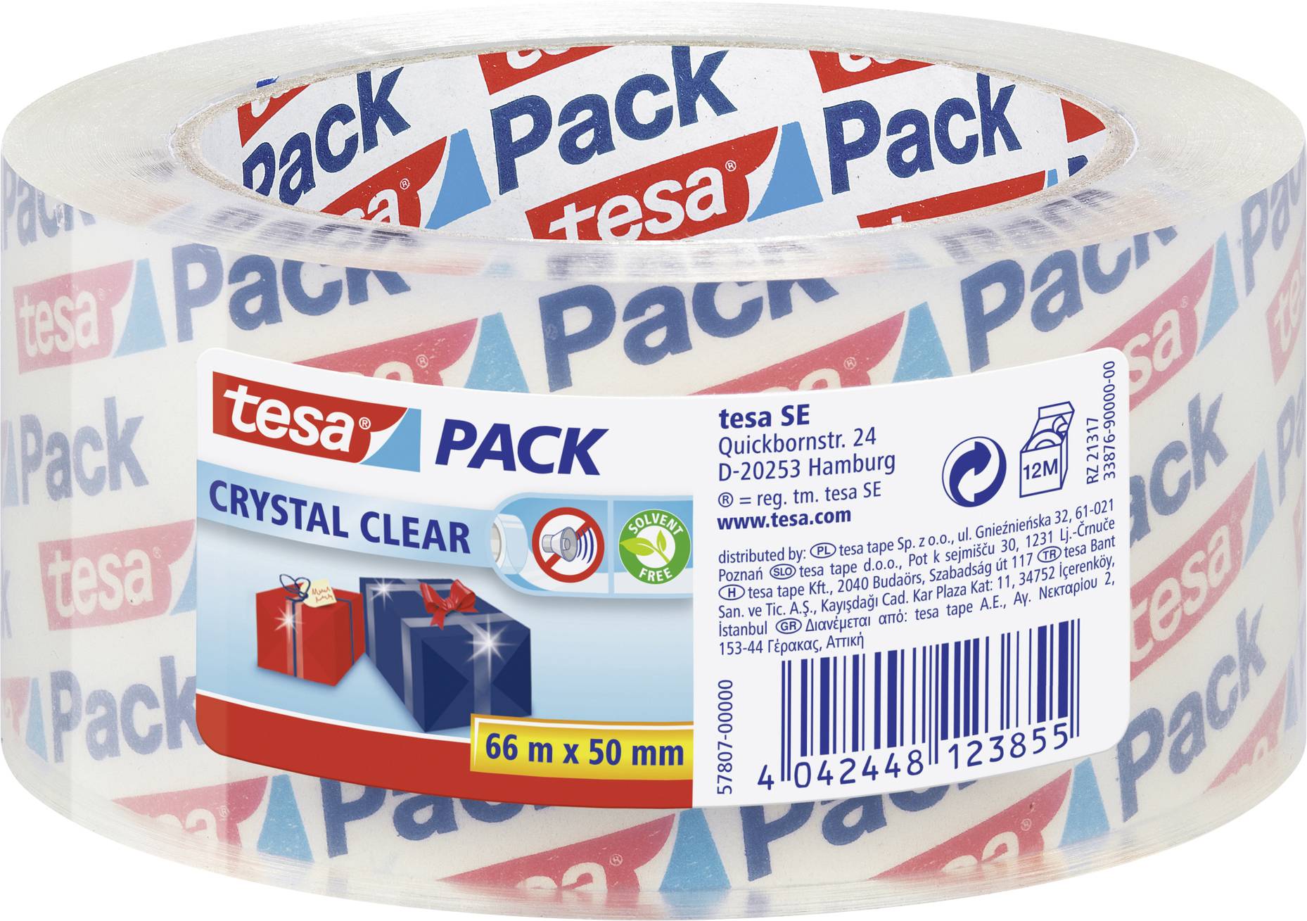 tesapack Crystal Clear PP 66m 50mm -Packband- - 57807-00000-01