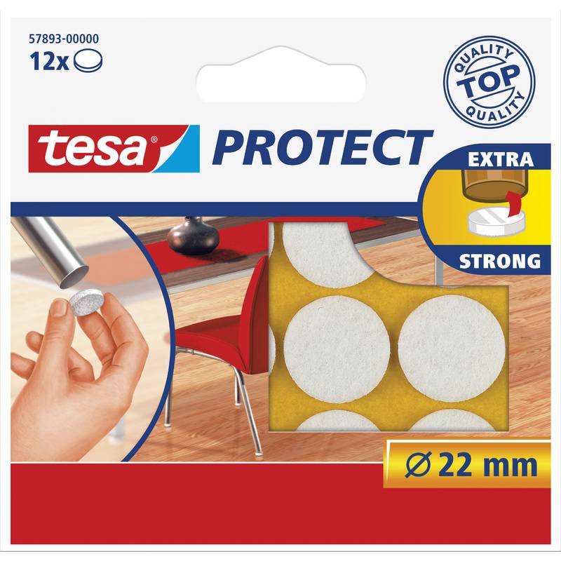 tesa Protect Filzgleiter rund 22mm weiß 12St. - 57893-00000-01