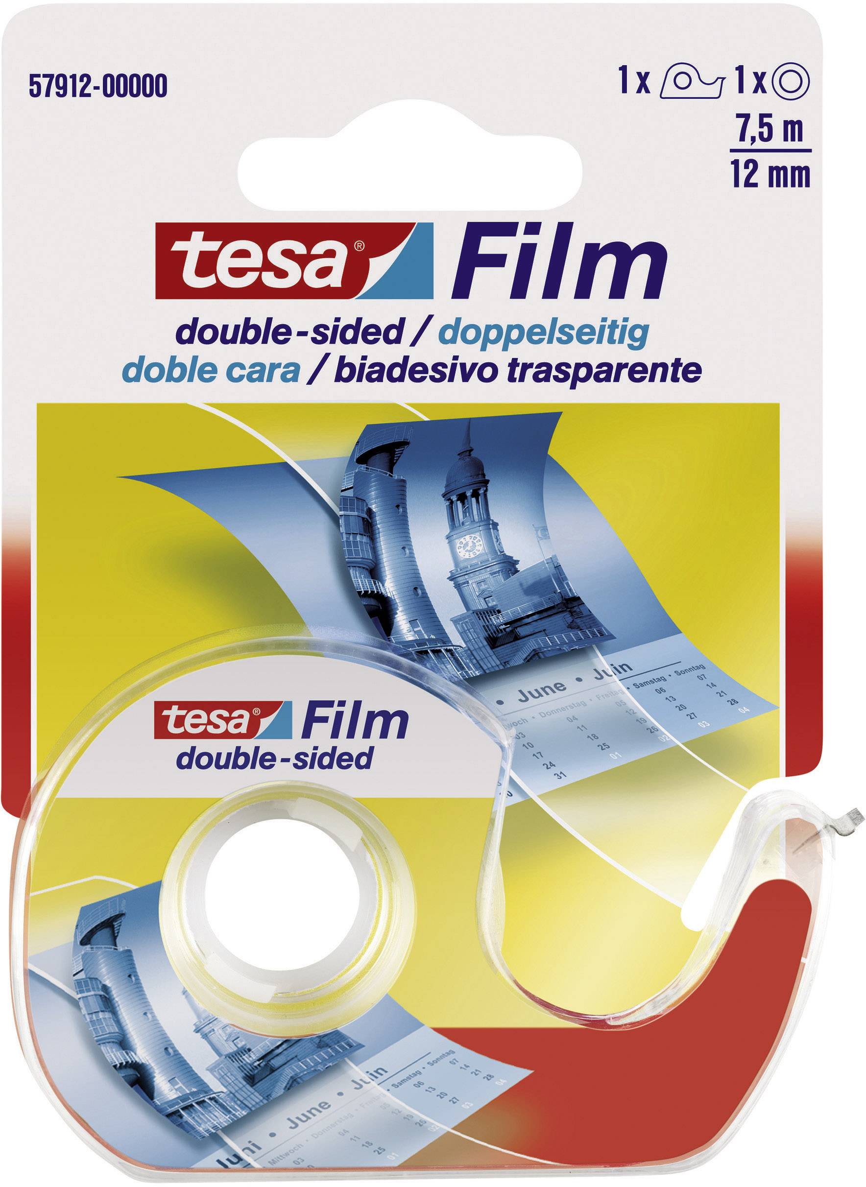 tesafilm Abroller + 1 Rolle 7,5m 12mm doppelseitig - 57912-00000-03