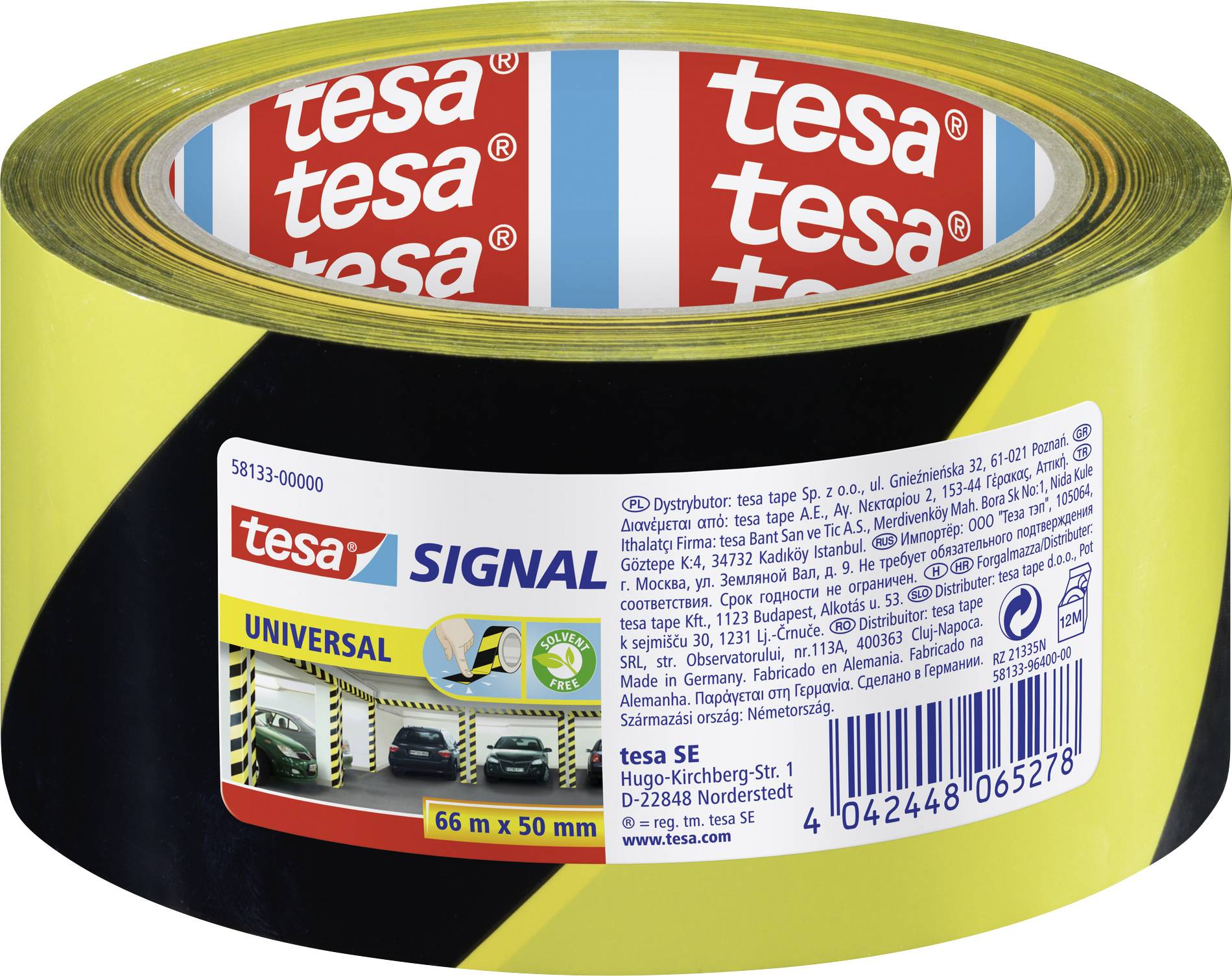 tesa Signal Markierungsklebeband Univ. 66m 50mm gelb/schwarz - 58133-00000-02