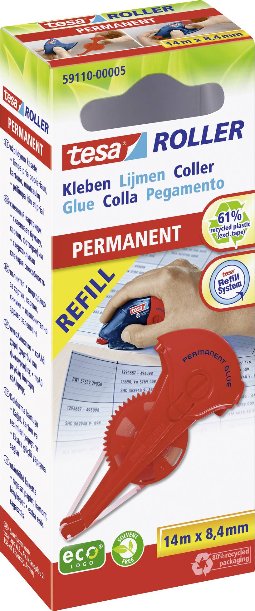 tesa Nachfüllkassette Kleberoller 14m 8,4mm permanent - 59110-00005-06