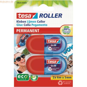 tesa Mini Klebe-Roller 6m 5mm permanent ecoLogo 2St. - 59820-00000-00