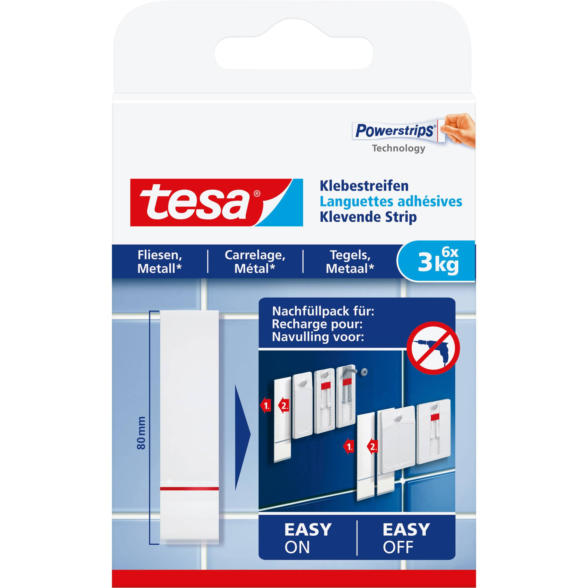 tesa Klebestreifen Fliesen & Metall bis 3kg 6St. - 77761-00000-20