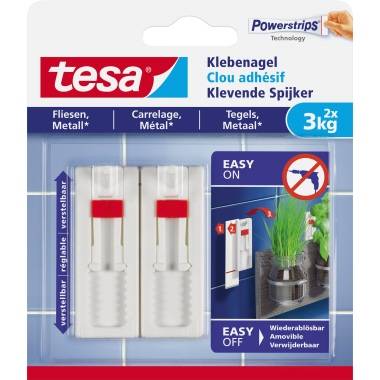 tesa Klebenagel verstellbar Fliesen & Metall bis 3kg 2St. - 77764-00000-01