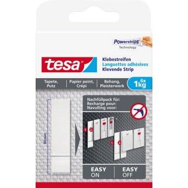 tesa Klebestreifen Tapete & Putz bis 1kg 6St. - 77771-00000-20