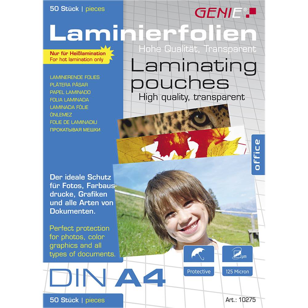 GENIE Laminiertaschen 50 A4 - Folien 125 Mic.
