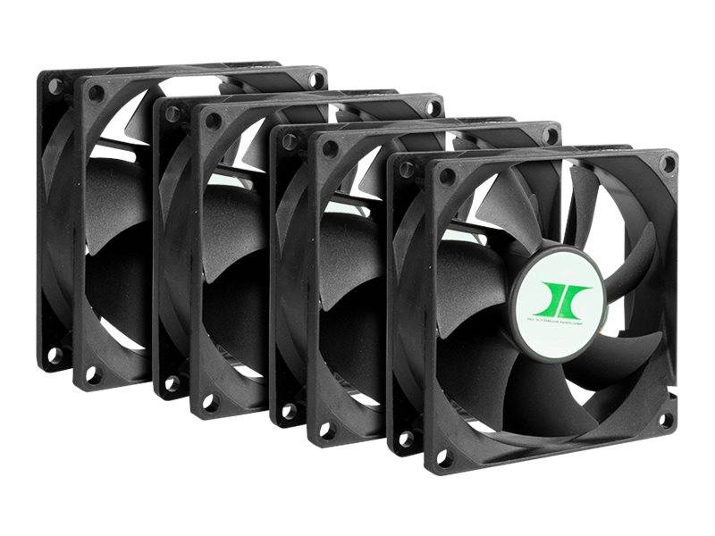Inter-Tech Lüfter 80*80*25 IPC Fan Set 4xLüfter 80mm, schw.
