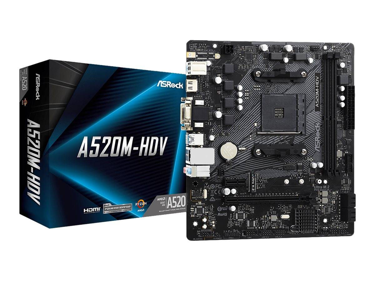 ASRock A520M-HDV AM4 mATX VGA/HDMI/DVI DDR4 retail - 90-MXBE50-A0UAYZ