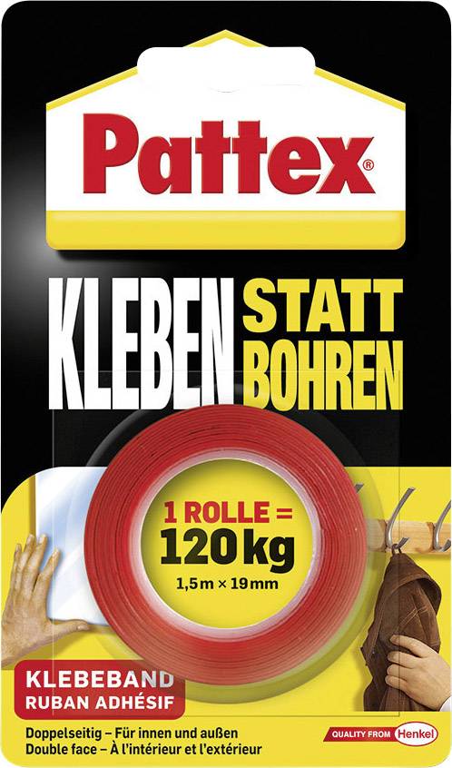 Pattex Kleben statt Bohren doppelseitiges Klebeband, Blister - 9H PXMT2