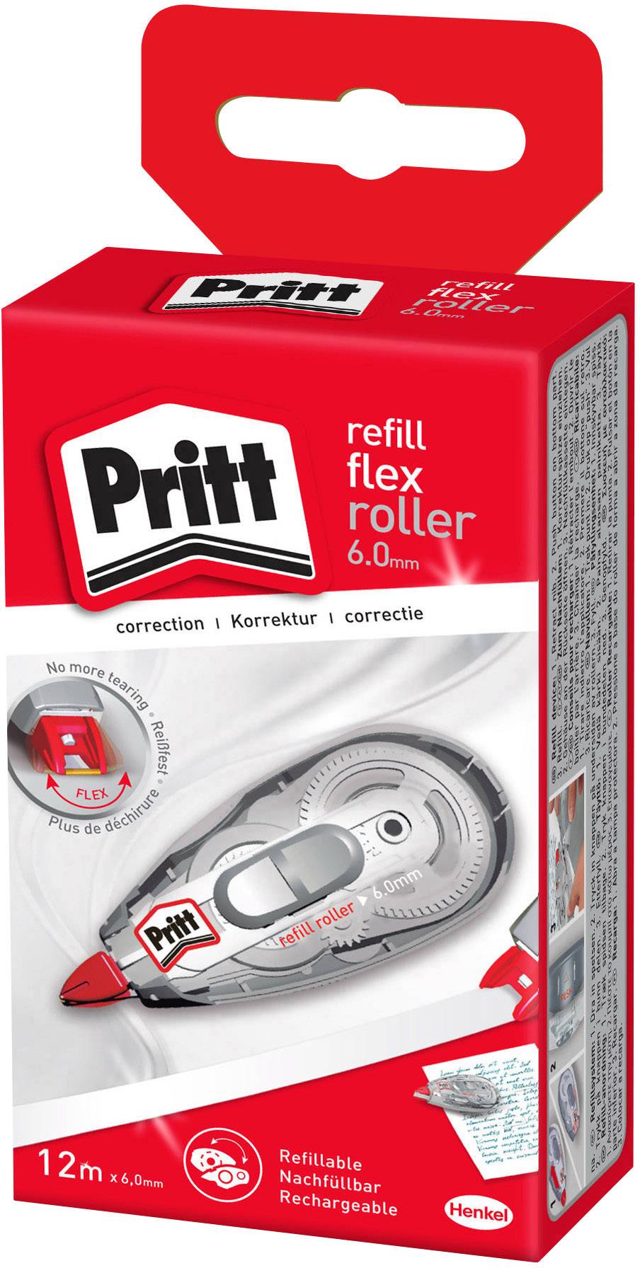 Pritt Korrektur Refill flex Roller, Breite 6 mm, Länge 12 m Heften,Lochen,Kleben