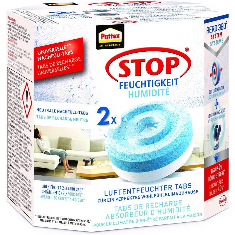 Pattex Luftentfeuchter Nachfüll Tabs für Aero 360 2x450g Heften,Lochen,Kleben