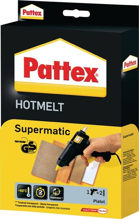 Pattex Heißklebepistole Supermatic, Pistole und 2 Sticks - 9H PXP06