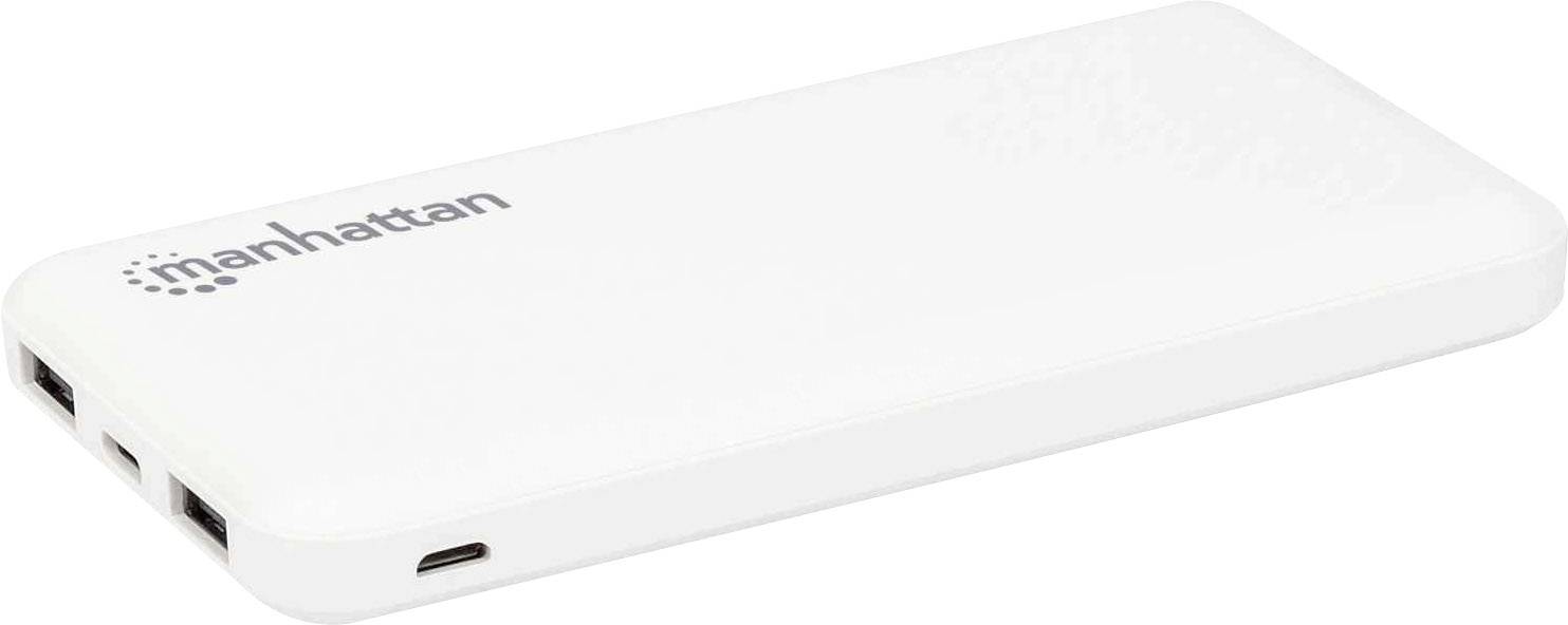 MANHATTAN Powerbank 10.000 mAh 2xUSB USB-C + Micro-USB weiß