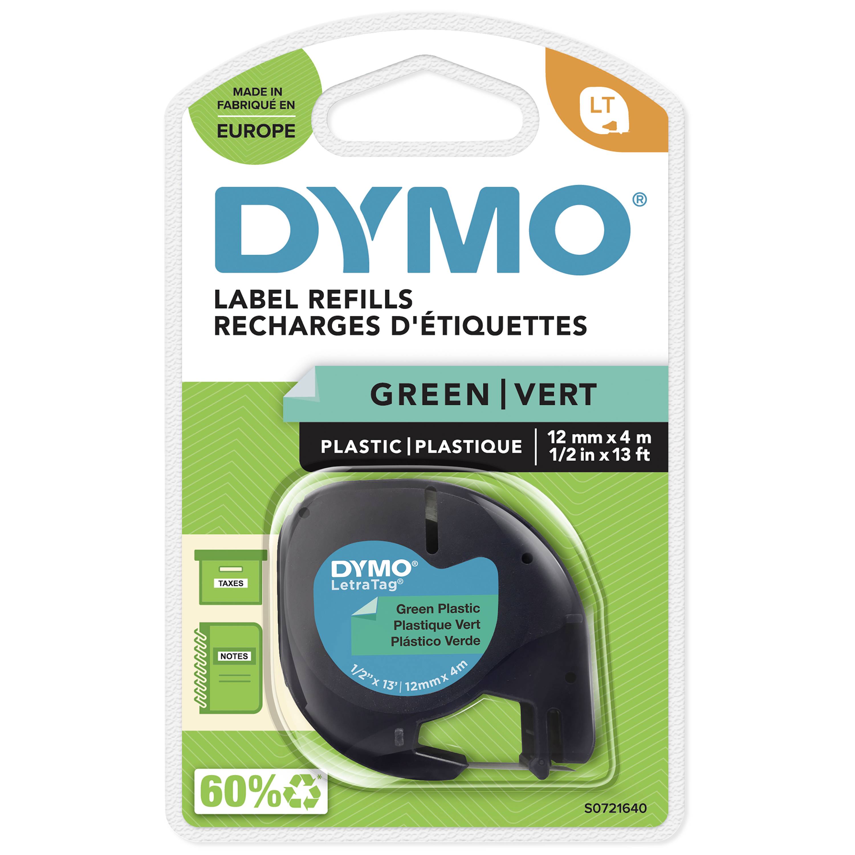 DYMO LetraTag-Band, Plastik 12mm x 4m schwarz->grün DYMO LetraTag-Band, Plastik 12mm x 4m schwarz->grün
