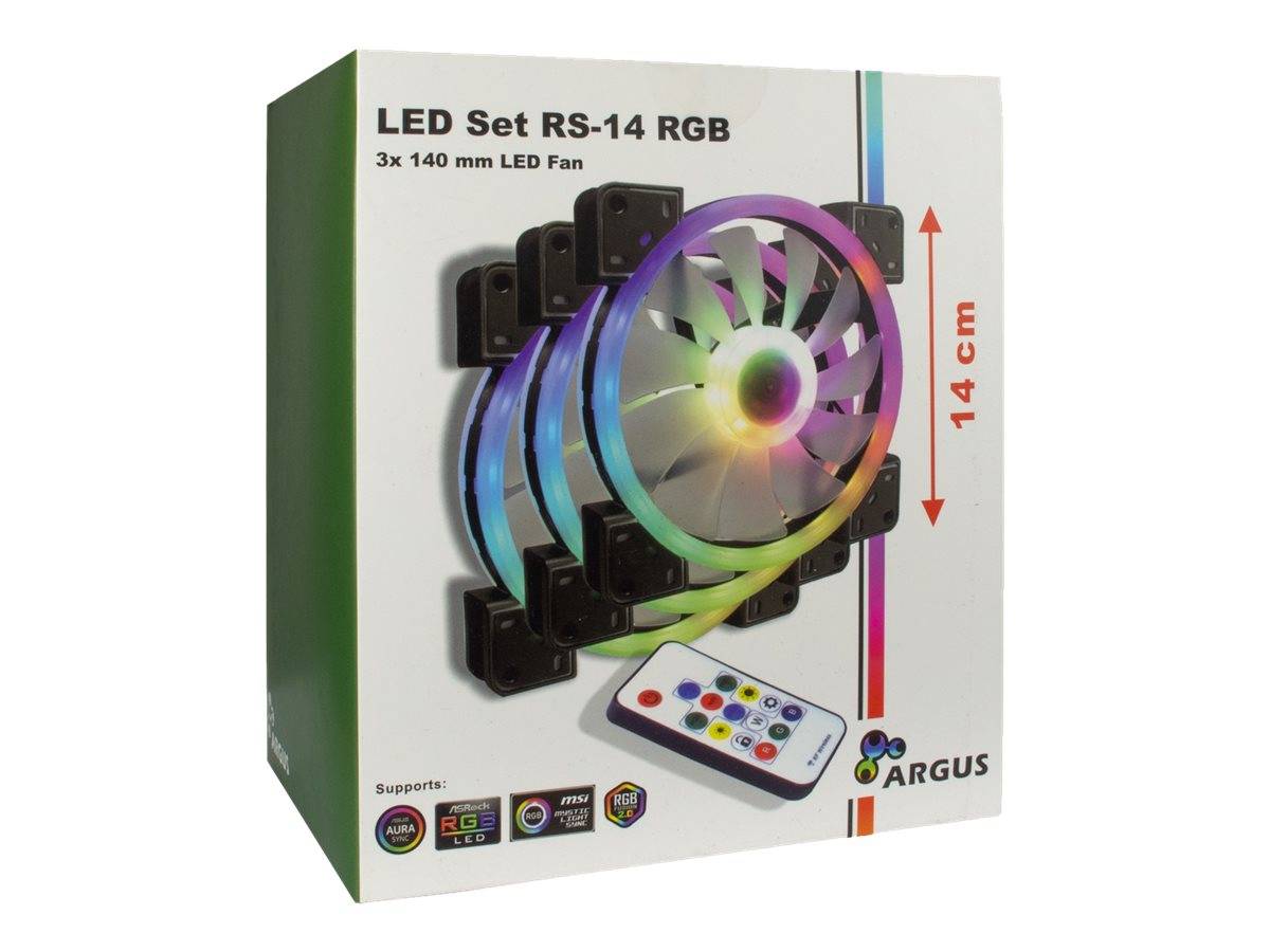 Inter-Tech Lüfter 140*140*25 ARGUS RGB-FAN SET RS-14 retail Lüfter