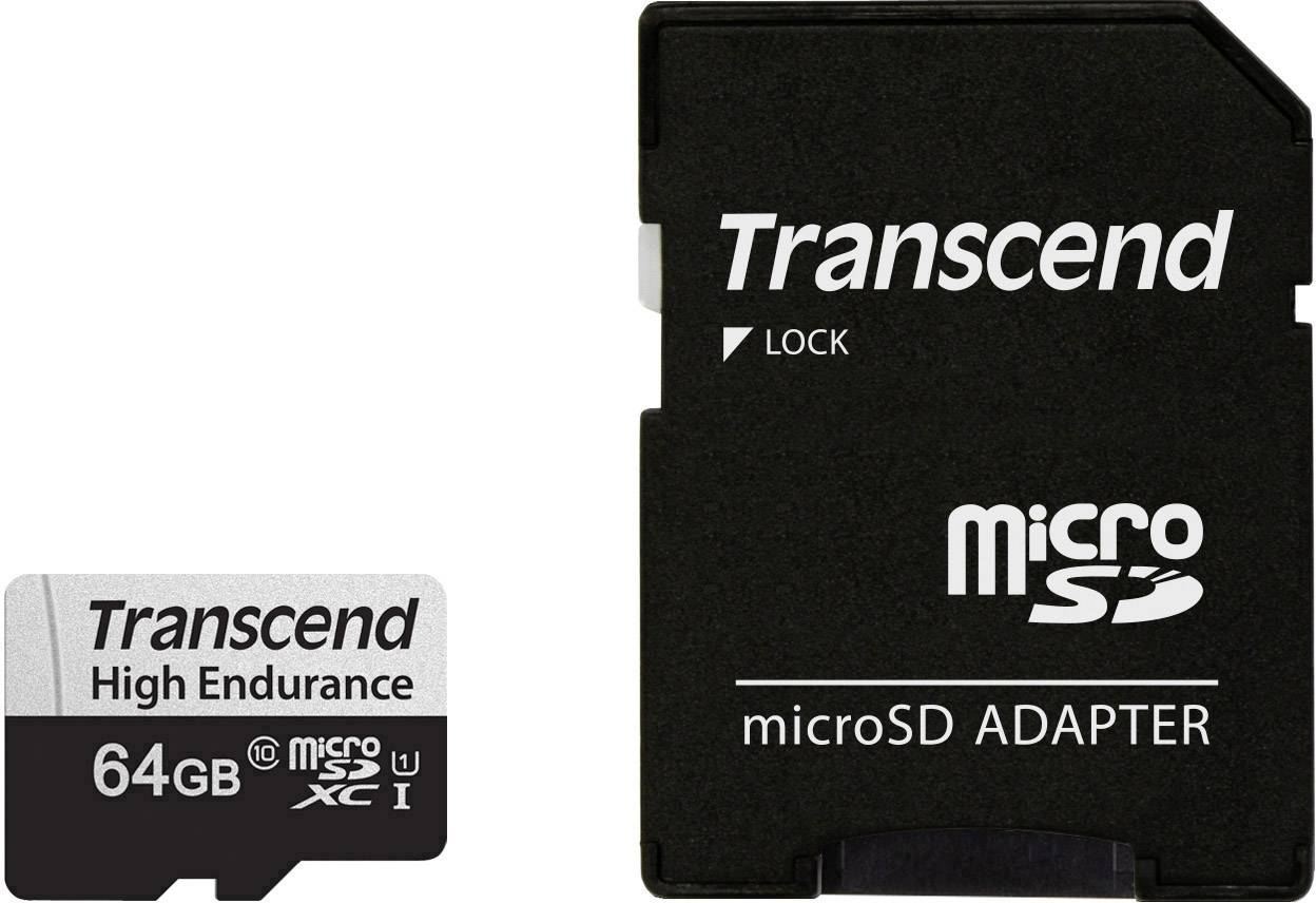 SD microSD Card  64GB Transcend SDXC USD350V w/Adapter
