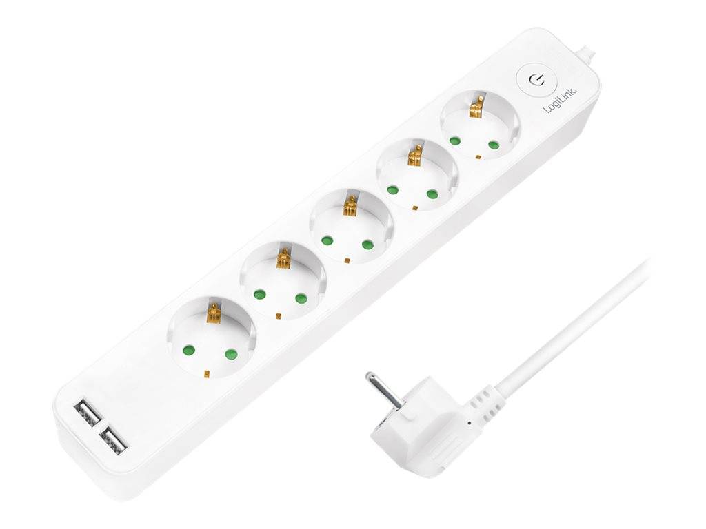Logilink Steckdosenleiste 5-fach, 1,5m 2xUSB 5V/2,1A max.