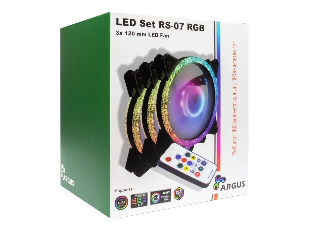 Inter-Tech Lüfter 120*120*25 ARGUS RGB-FAN SET RS-07, 3X LED retail Lüfter