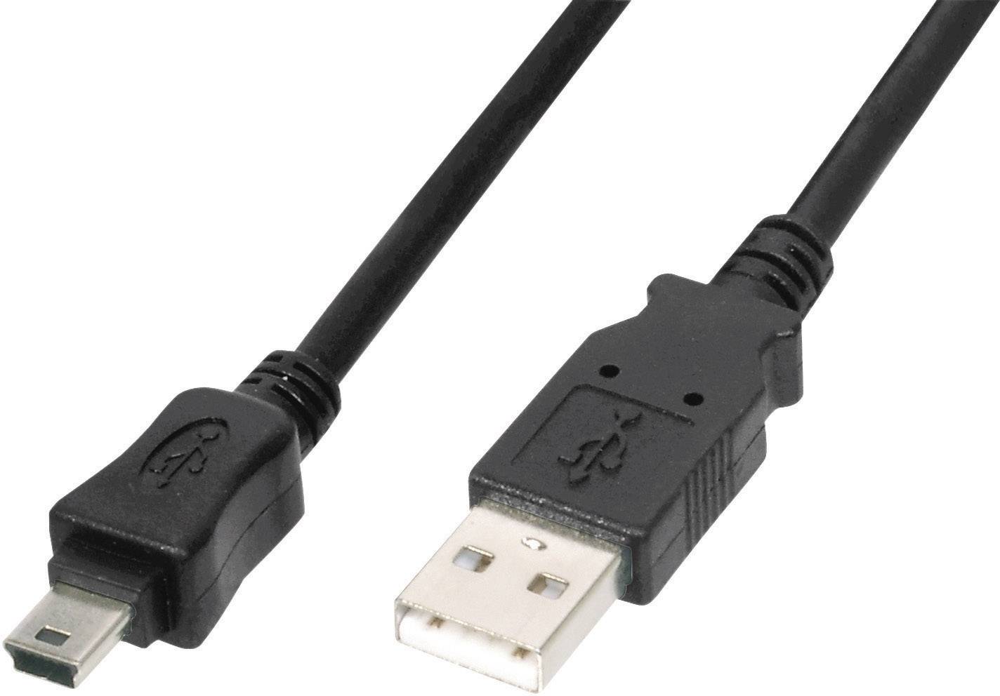 4016032282907 - USB-Kabel usb 20 usb-a Stecker USB-Mini-B Stecker 180 m Schwarz mit OTG-Funktion AK-30010 - Digitus