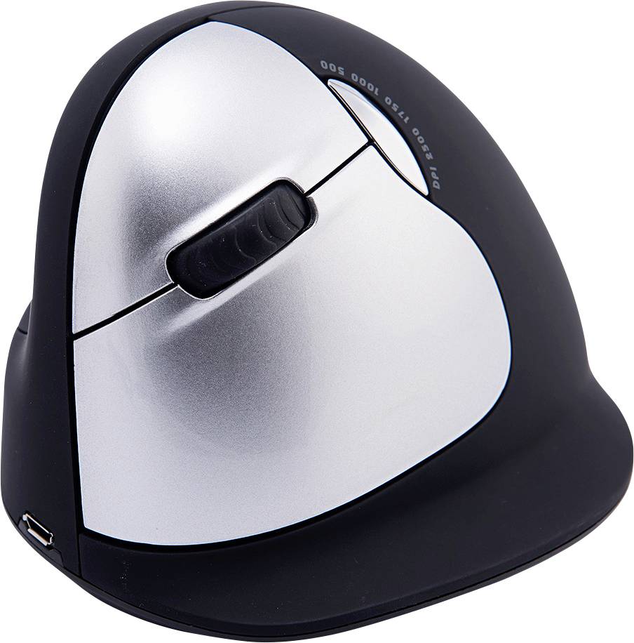 R-Go Maus HE ergonomisch links Bluetooth groß schw./silb - RGOHELELAWL