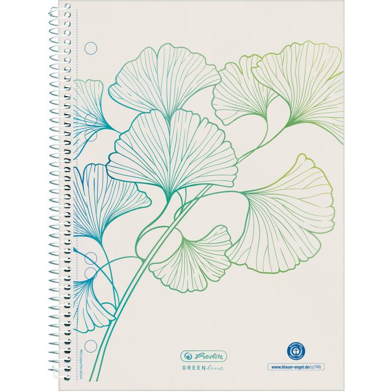 Herlitz Spiralblock A5 70 Bl. kariert GREENline Ginkgo - 50033508