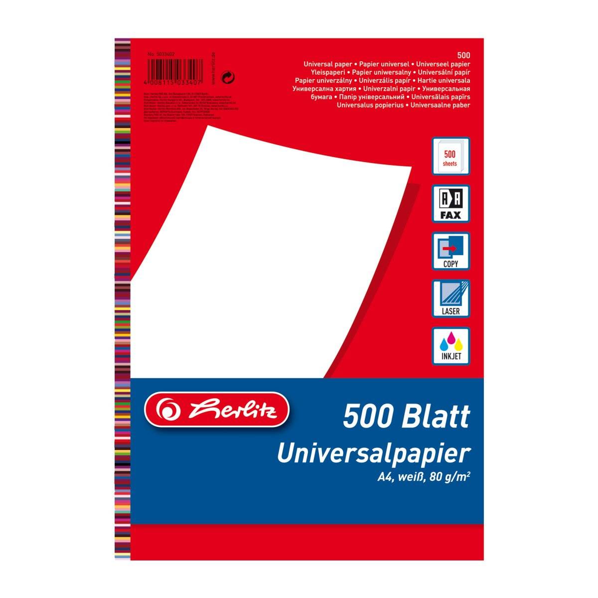 Herlitz Universalpapier A4 80g 500Blatt weiß - 5033402