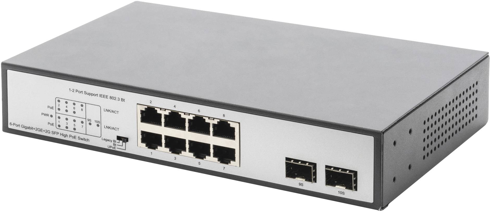 DIGITUS Switch 8-Port  Gigabit 180W PoE Unmanaged schwarz Switche