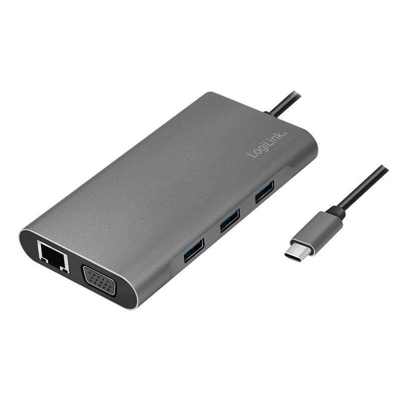 Logilink Dockingstation USB 3.2 Gen1,USB-C, 10-Port,PD,silb. - UA0383