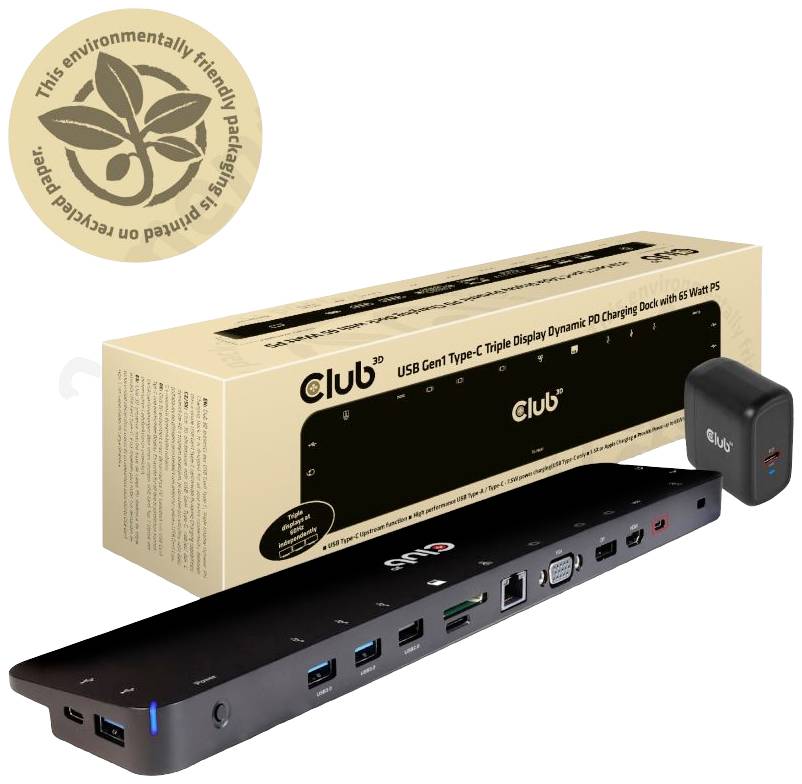 Club3D ChargingDock USB-C 3.2 ->7xUSB/DP/HDMI/LAN/Audio 65W retail - CSV-1564W65