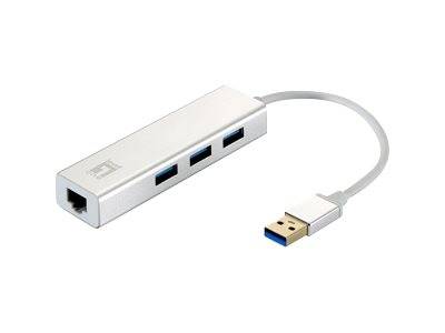 LevelOne Adapter USB3.0-> RJ45 10/100/1000,3xUSB3.0 0.15m si - USB-0503
