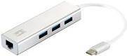 LevelOne Adapter USB-C -> RJ45 10/100/1000,3xUSB3.0 0,15m si - USB-0504