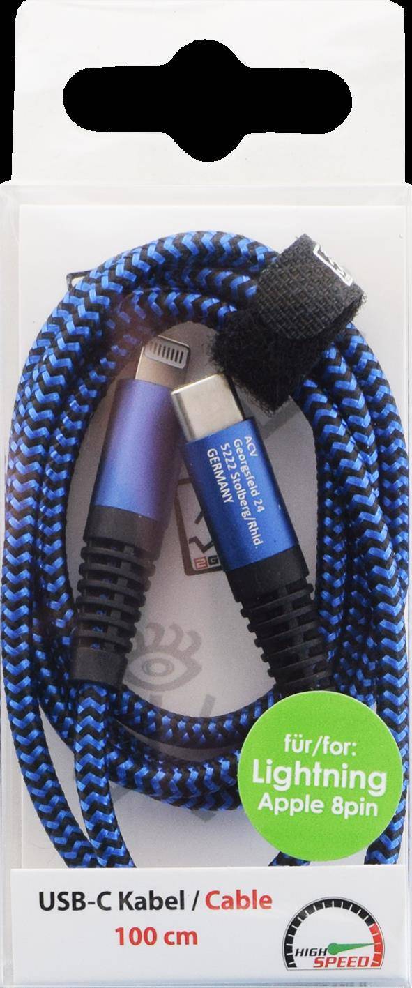 2GO USB Lade-/Datenkabel Type-C - Lightning Nylon 1m blau 2GO USB Lade-/Datenkabel Type-C - Lightning Nylon 1m blau