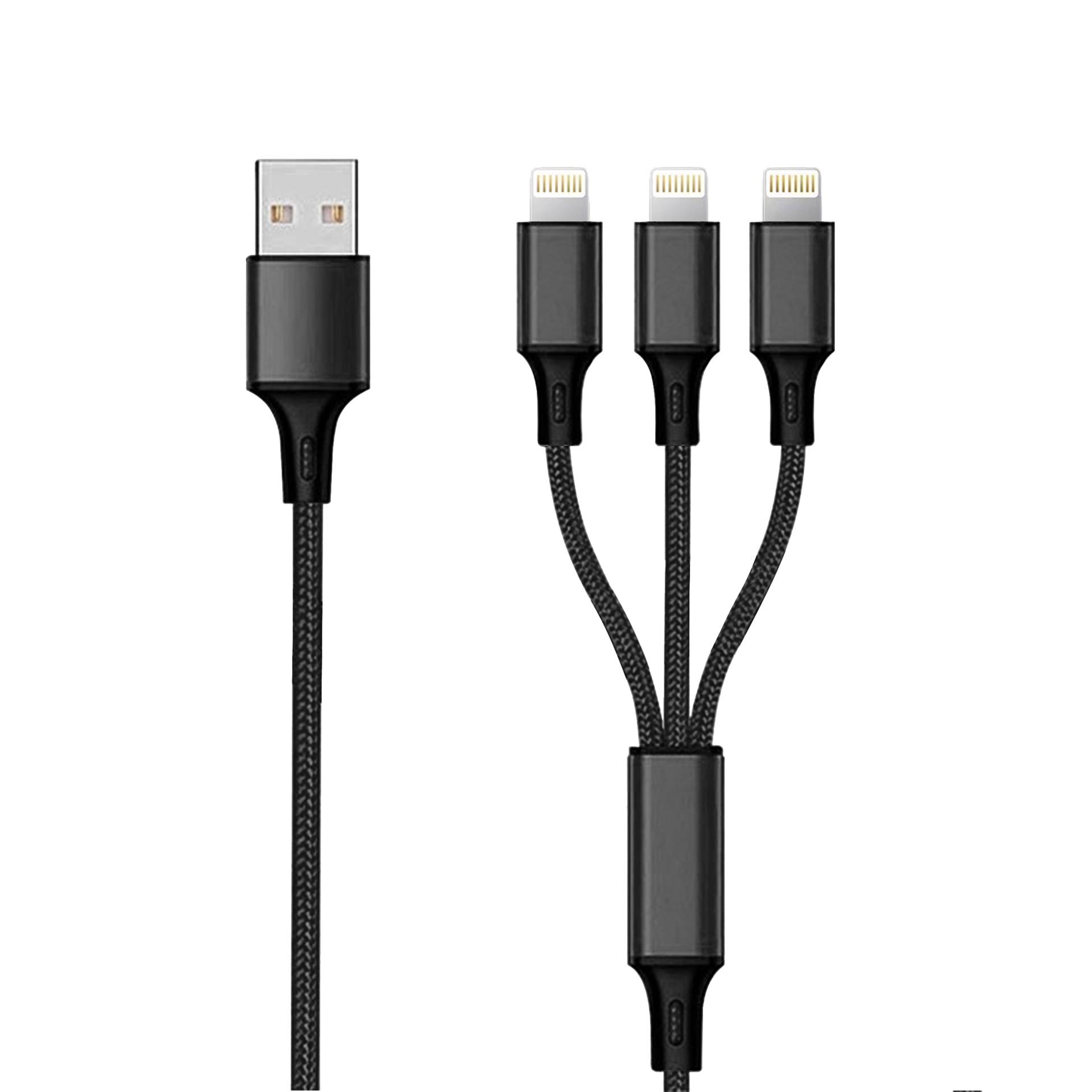 2GO 3in1 USB Ladekabel 3x Lightning Nylon 1,5m schwarz 2GO 3in1 USB Ladekabel 3x Lightning Nylon 1,5m schwarz
