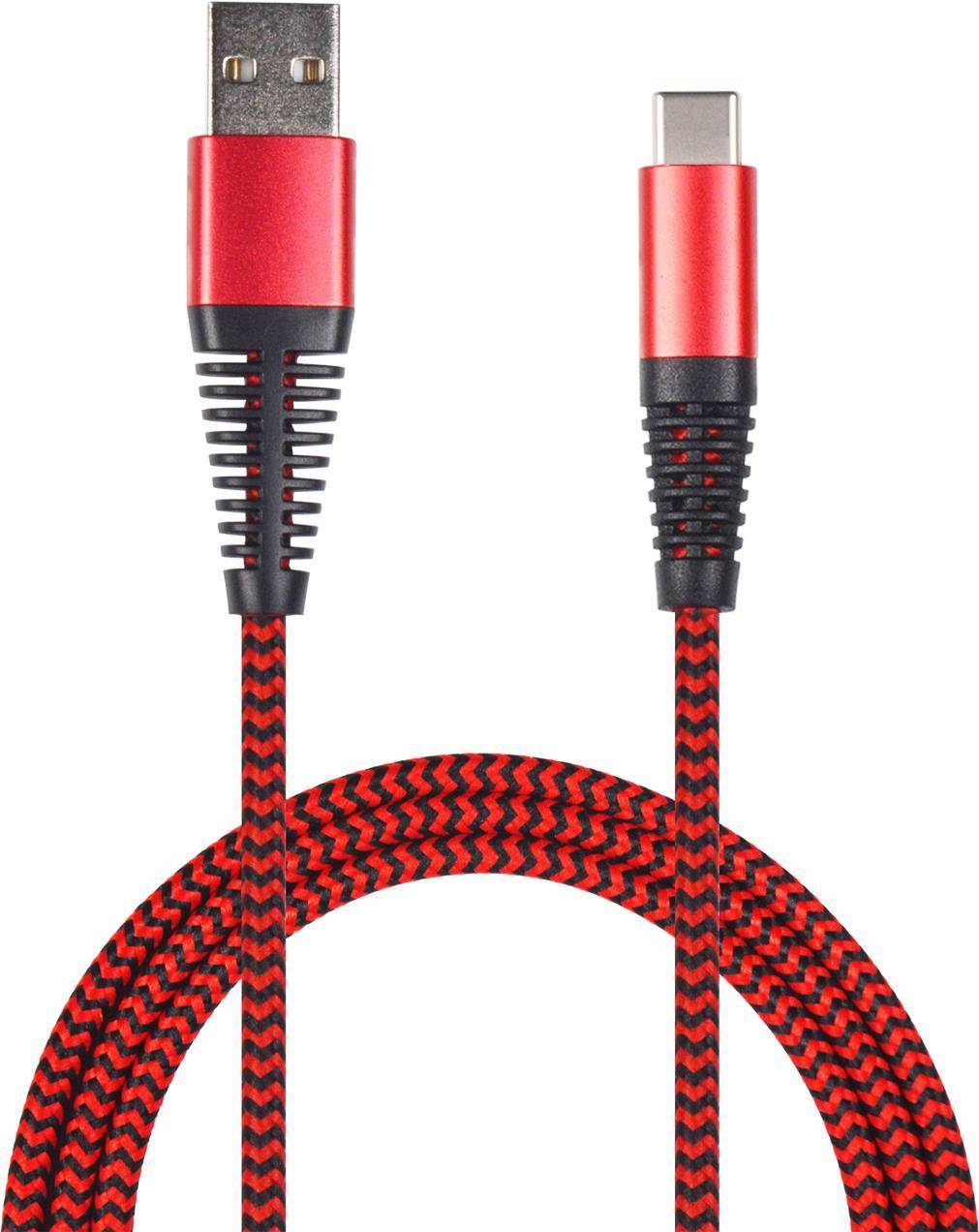 2GO USB Lade-/Datenkabel USB Type-C 3.1 Nylon 1m rot - 795947