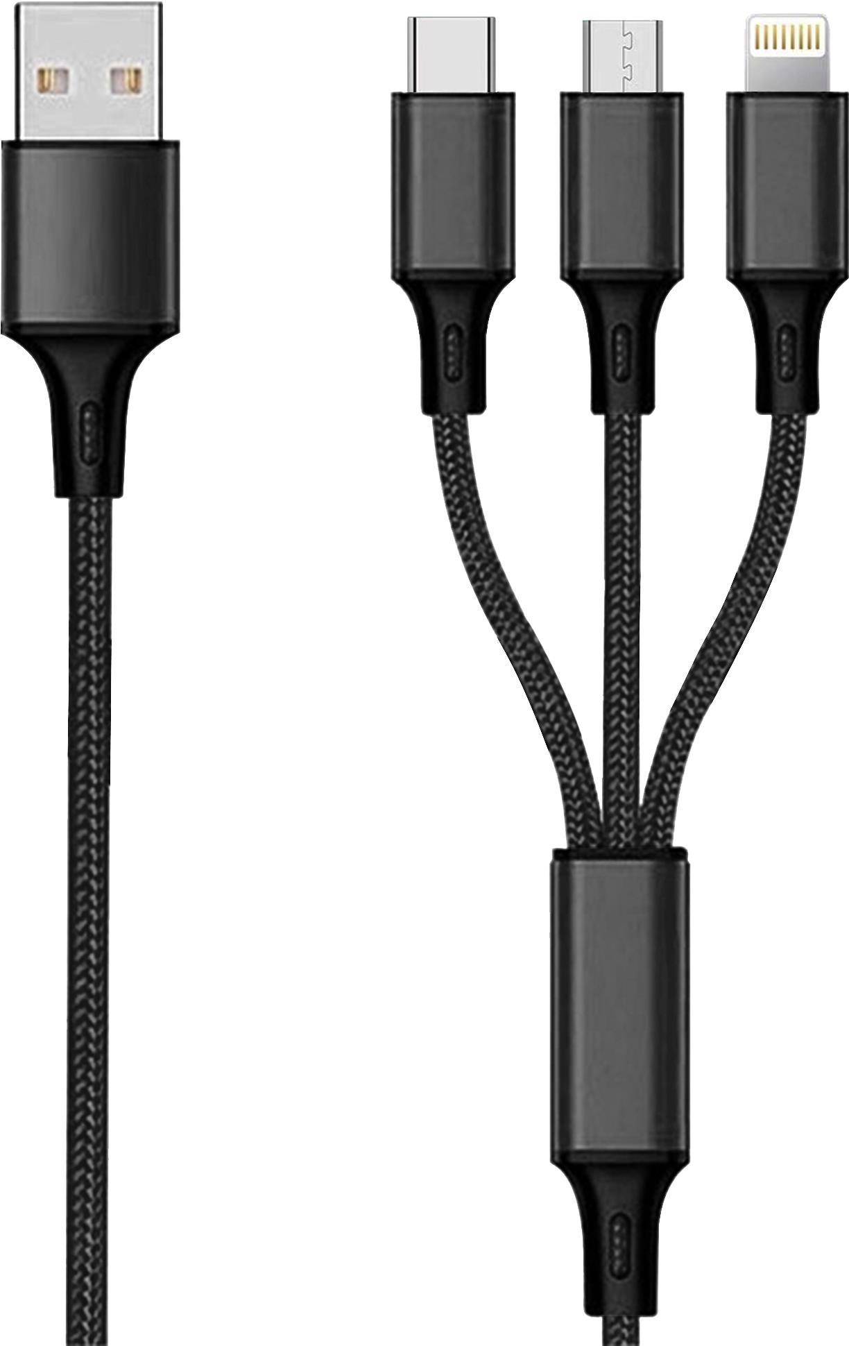 4010425971546 - 3in1 USB Ladekabel Micro-USBLightnUSB-C Nylon 3m sw 4010425971546 - 3in1 USB Ladekabel Micro-USBLightnUSB-C Nylon 3m sw