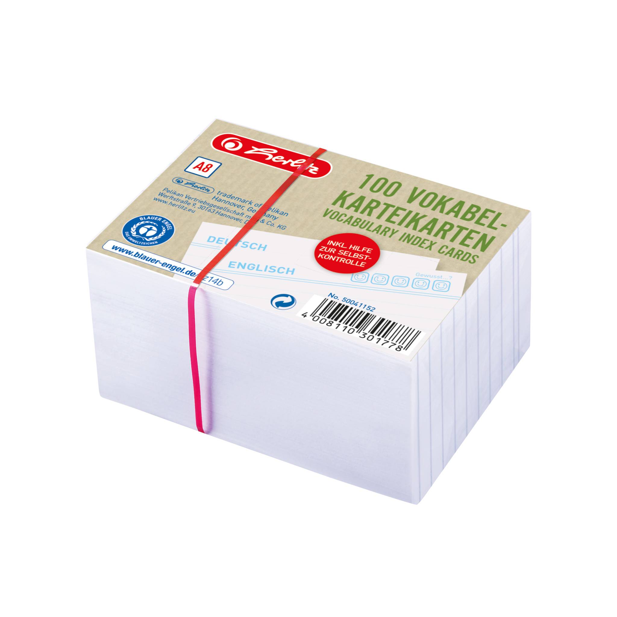 Herlitz Karteikarte A8 Vokabeln liniert weiß Bl.Engel 100er - 50041152