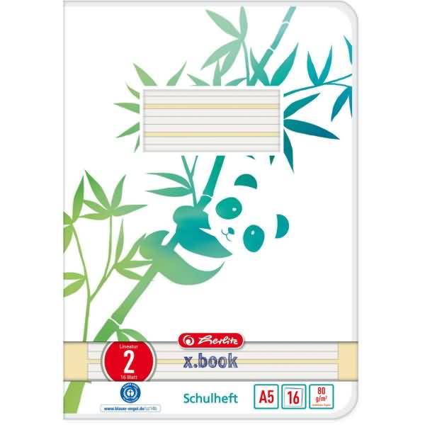 Herlitz Schulheft A5 GREENline 16 Bl. Lineatur 02 Panda - 50040018