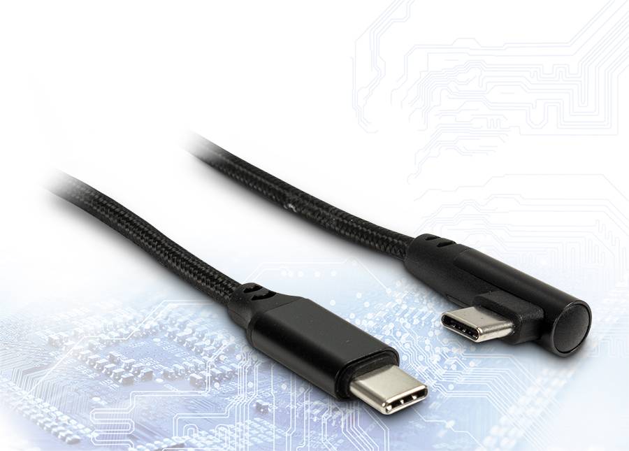 Inter-Tech Kabel Type C auf Type C 90°, 1m schwarz Kabel