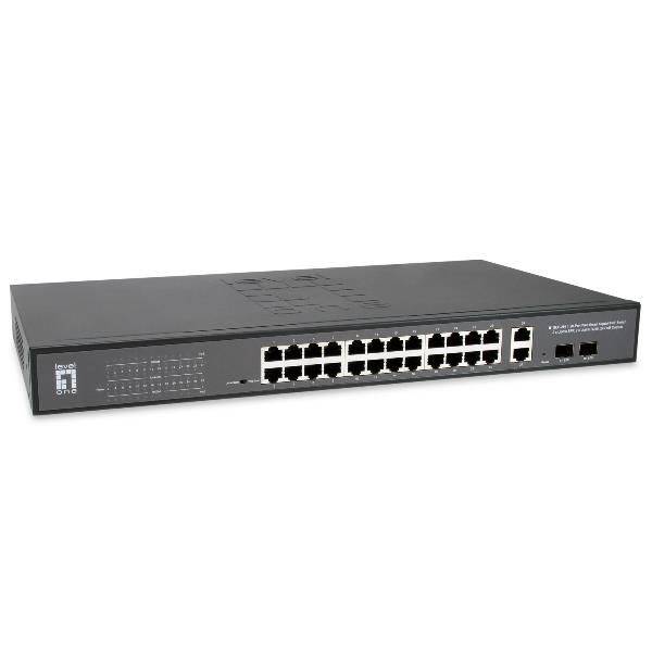 LevelOne Switch 24x GE GEP-2841 2xGSFP 19 370W 24xPoE+ - GEP-2841