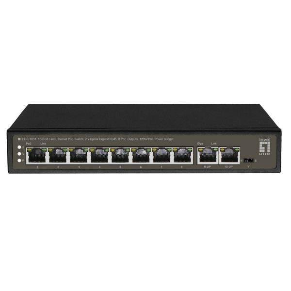 LevelOne Switch 8x FE FGP-1031 2xGE 120W 8xPoE+ - FGP-1031