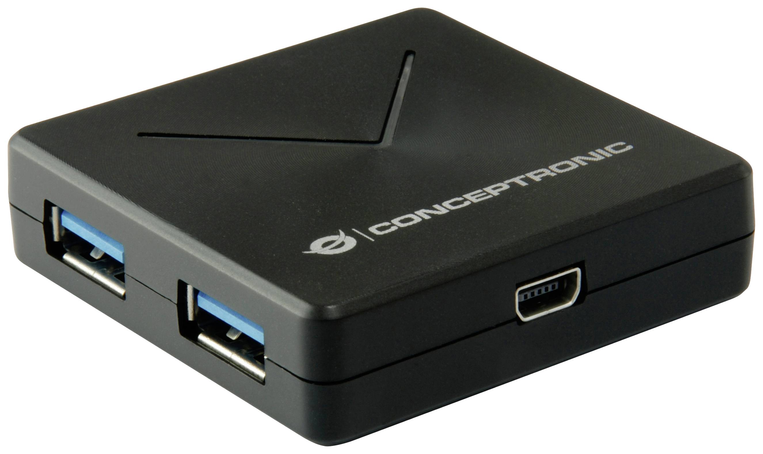 CONCEPTRONIC USB-Hub 4-Port 3.0 ->4x3.0 +USB-B o.Netz. sw - HUBBIES02B