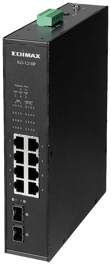 EDIMAX Switch Industrial 8-Port POE GbE + 2 GbE SFP unmanag. - IGS-1210P