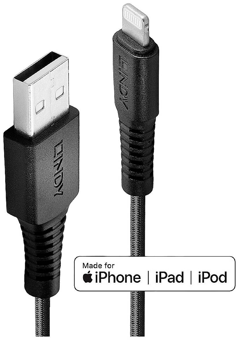 4002888312905 - LINDY USB-Kabel USB 20 Apple Lightning Stecker USB-A Stecker 050 m Schwarz 31290