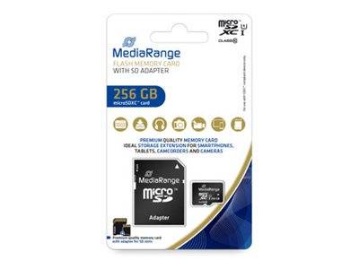 MediaRange SD MicroSD Card 256GB UHS-1 Cl.10 inkl. Adapter Micro SD Karten