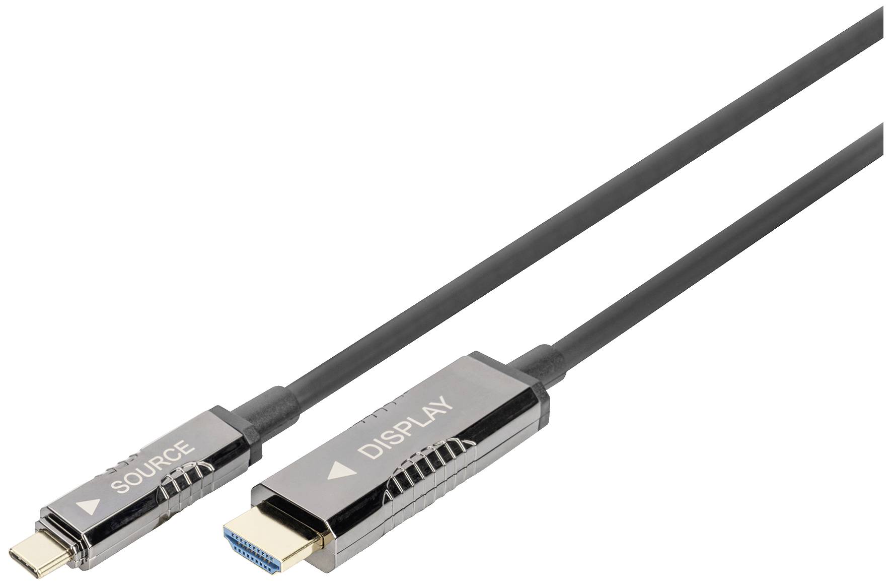 4016032482604 - HDMI   USB-C® Anschlusskabel HDMI-A Stecker USB-C® Stecker 20 m Schwarz AK-330150-200-S Aluminium-Stecker Flexibel Geflechtschirm Gesamtschirm